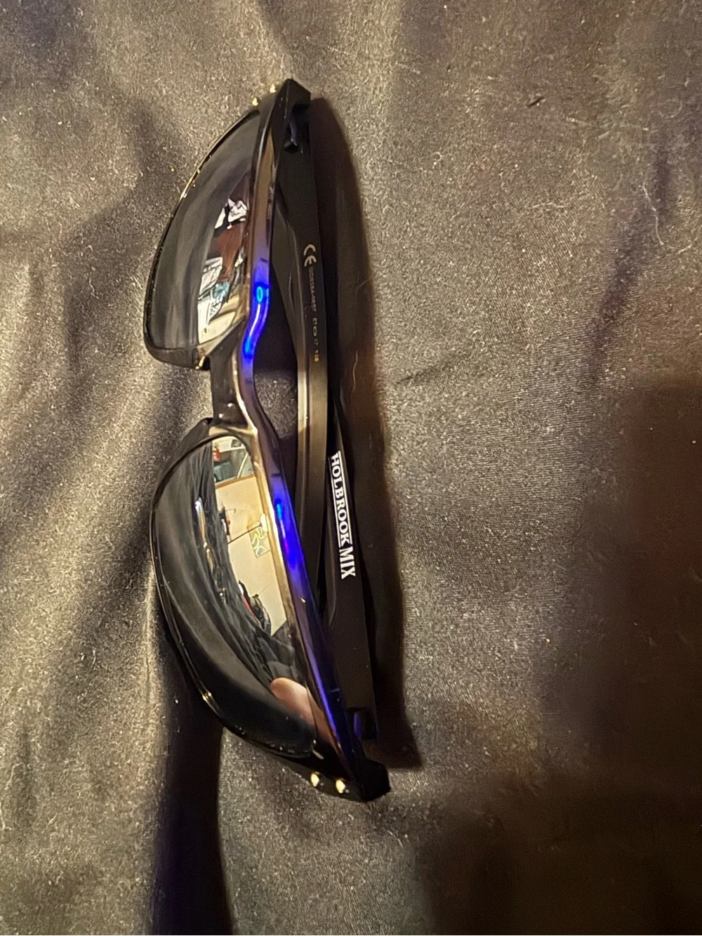 Oakley Black Gloss Wraparound Sunglasses with Dark Mirrored Lenses/ Holbrook mix